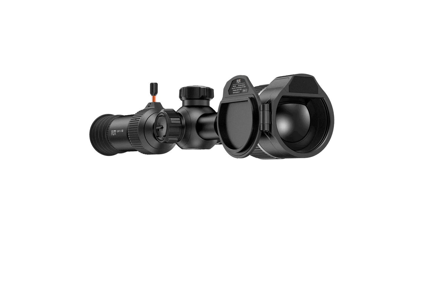 Digital night vision and thermal riflescope with large objective lens and adjustment knobs