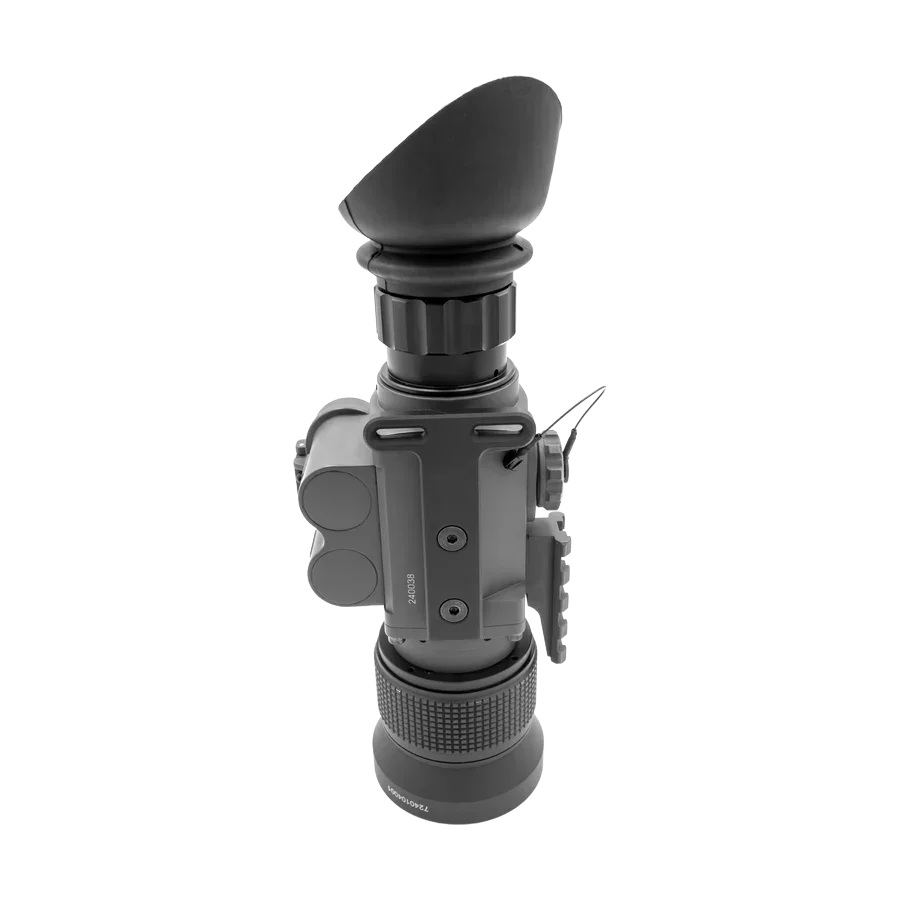 Digital night vision monocular with large eyecup and control buttons, product photo