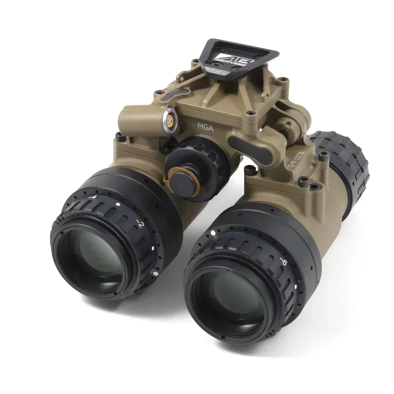 Gen 3 L3 white phosphor night vision binoculars with tan housing and dual lenses