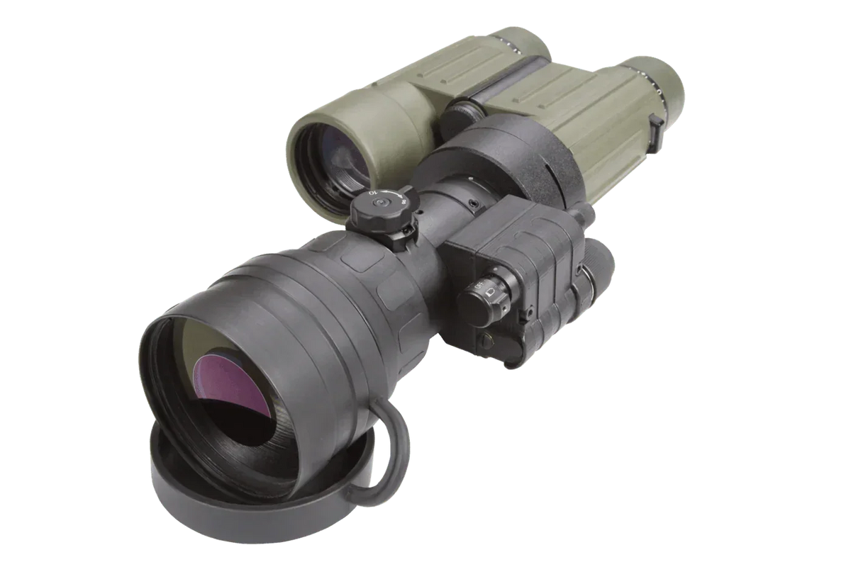 Medium range night vision clip-on scope with dual lenses and tactical controls