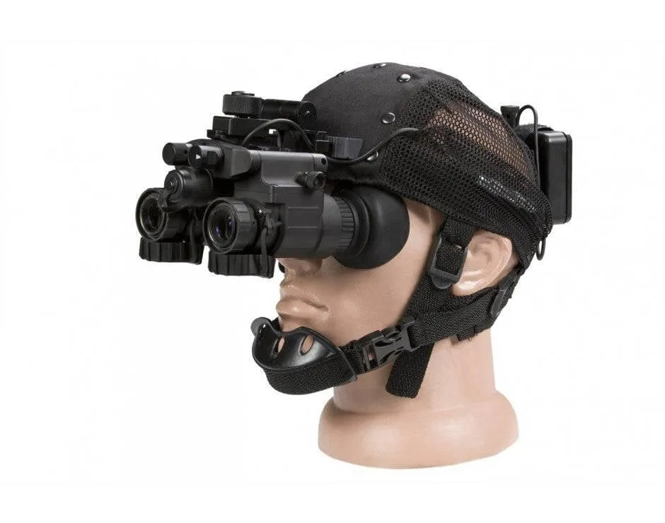 AGM NVG-50 NL1 Gen 2 night vision binocular mounted on mannequin head with tactical helmet