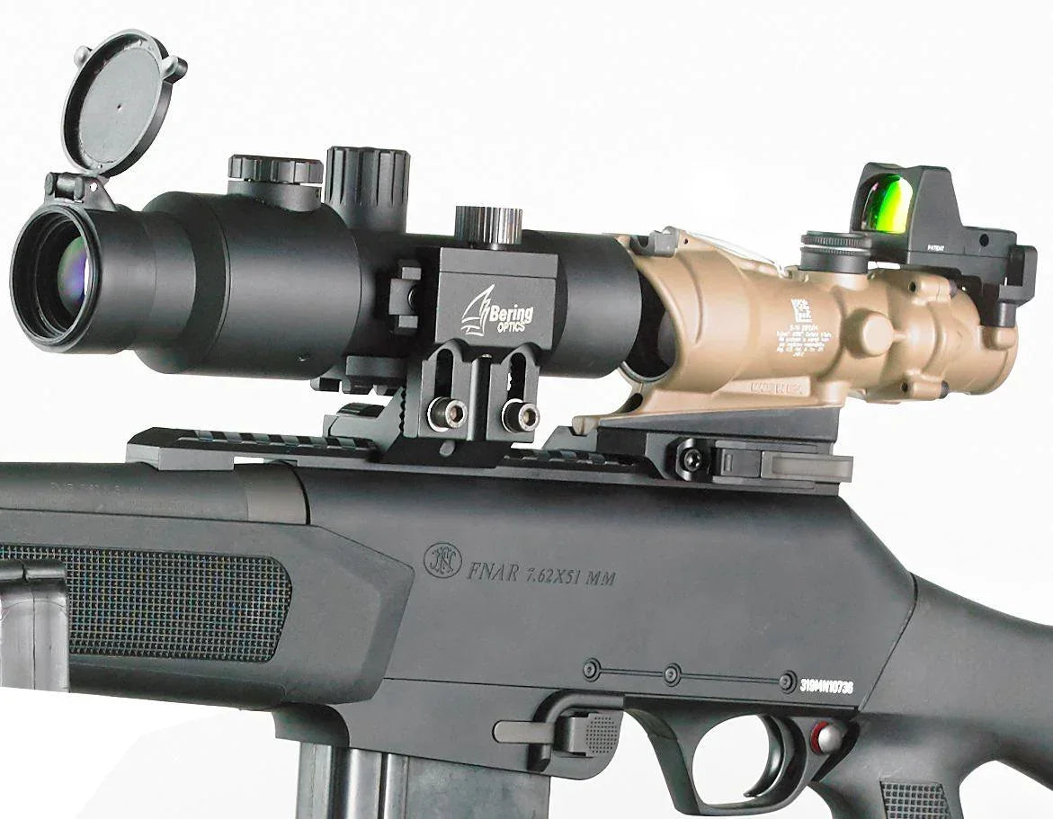 Bering Optics night vision clip-on scope mounted on a tactical rifle