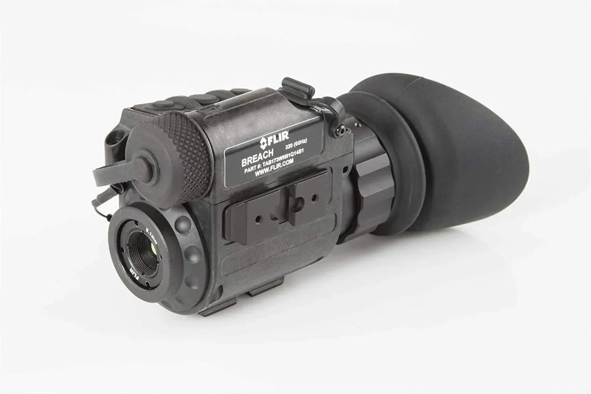 FLIR Breach 320 thermal monocular with black body and textured eyepiece, on white background