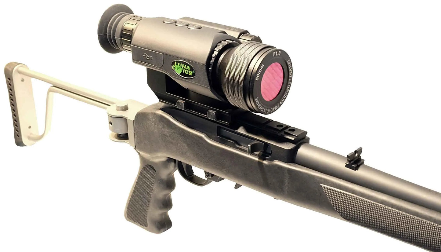 Luna Optics G3 digital day night monocular riflescope mounted on a black tactical rifle