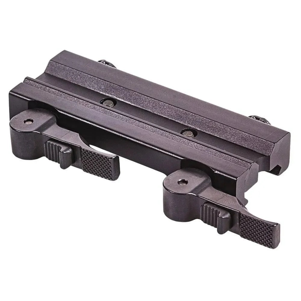 Black locking quick detach mount for night vision and thermal optics on rifles