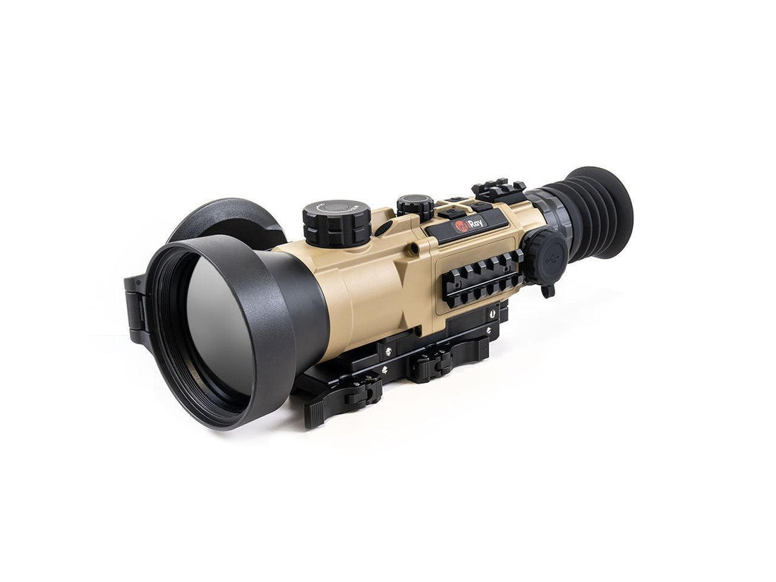 InfiRay Outdoor Rico Hybrid HYH75W 640 75mm thermal scope in tan and black on white background