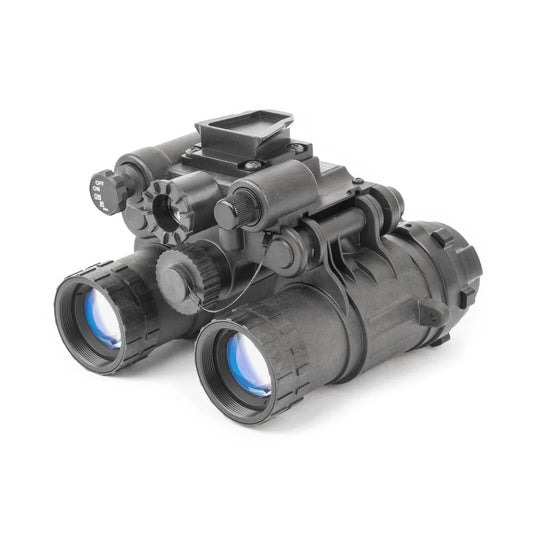 Gen 3 night vision goggles with dual lenses and black tactical body on white background