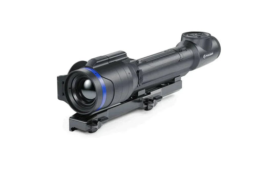 Pre-owned Pulsar night vision optic rifle scope on white background