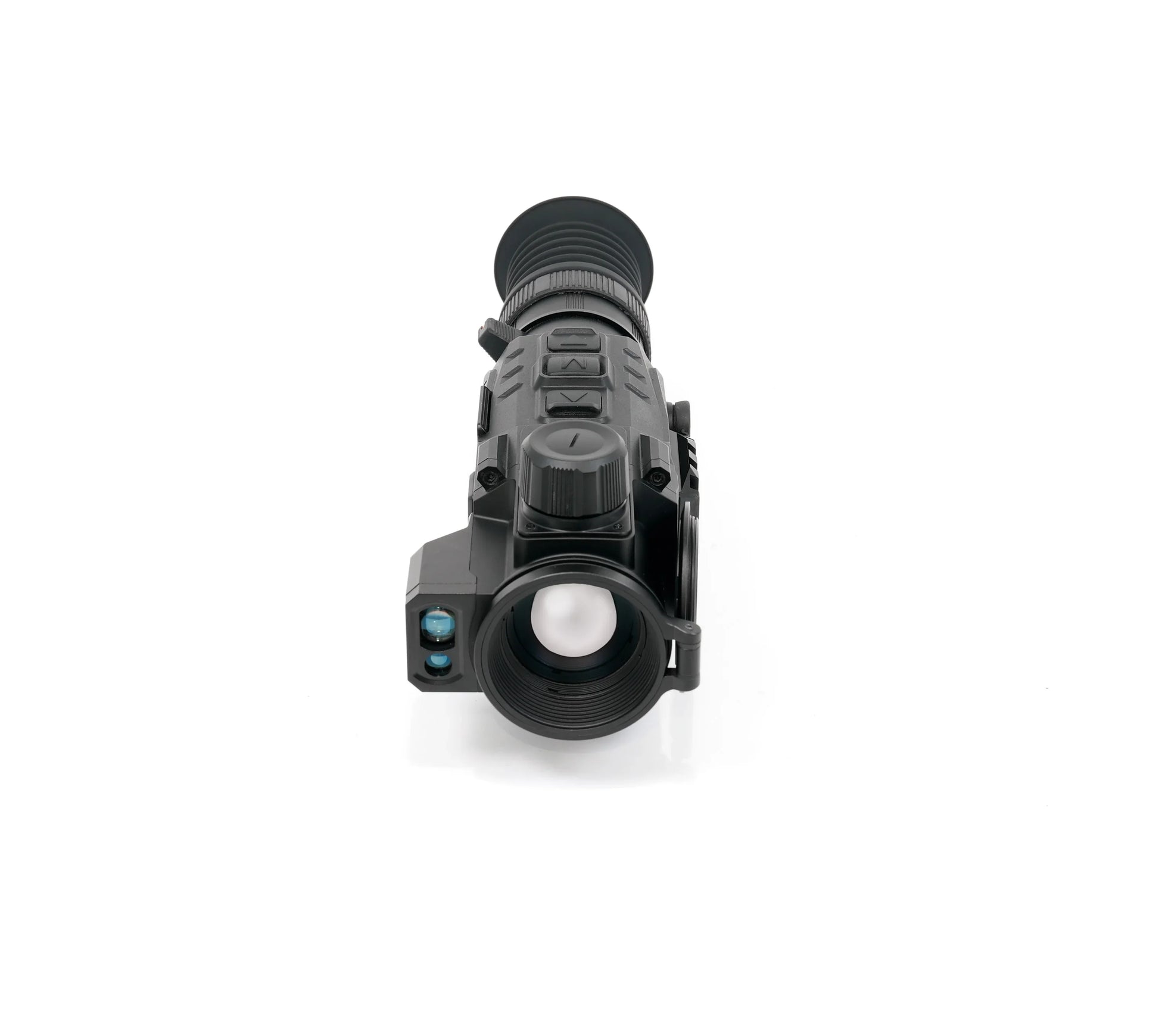 Black thermal night vision monocular with control buttons and objective lens, ideal for low-light observation.