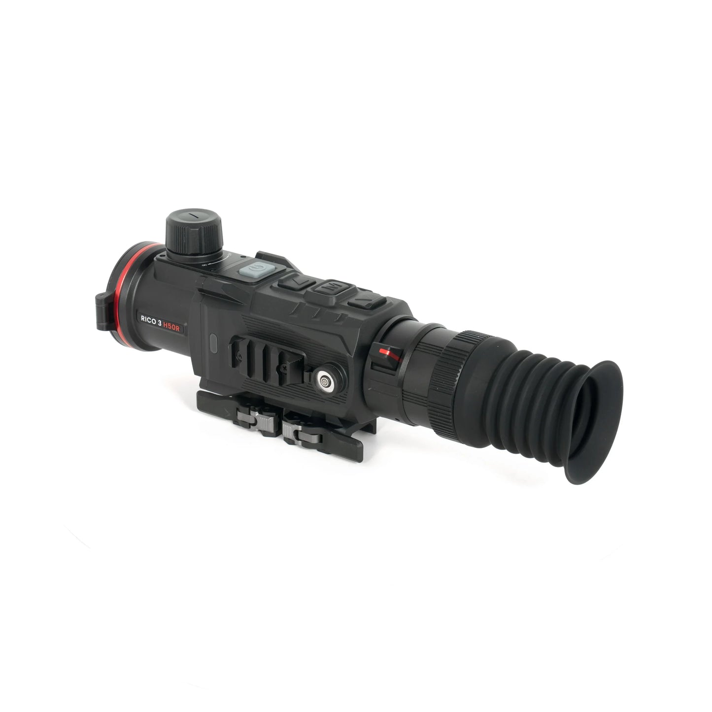 RICO 3 H50R night vision scope with red accents, tactical buttons, and mounting rail for low-light observation