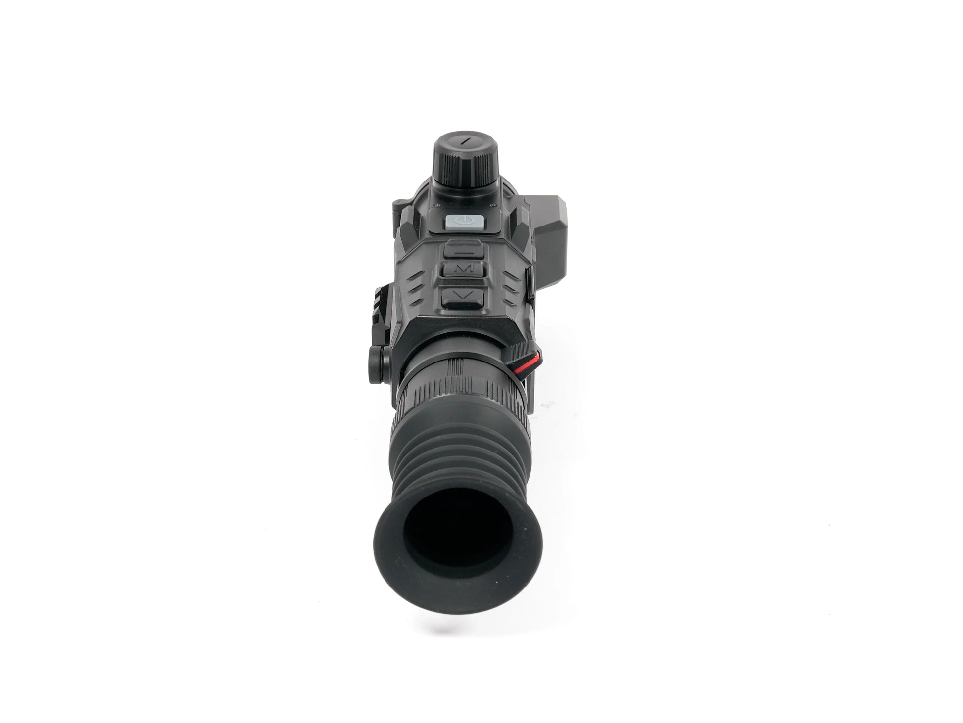 Compact night vision scope with tactical controls and ergonomic design for low-light use
