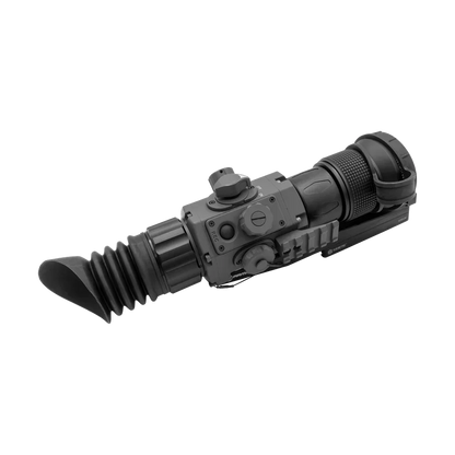 50mm digital night vision optic with adjustable eyepiece, tactical controls, and mount