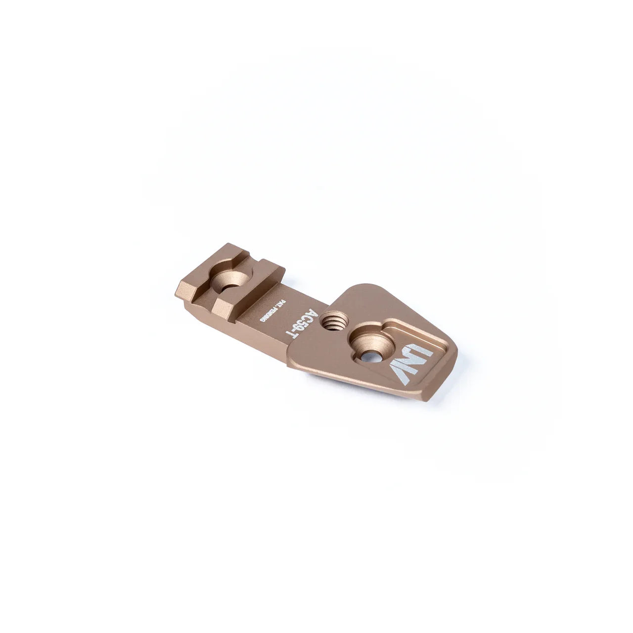 Tan metal optic mounting plate adapter for night vision or thermal device on white background