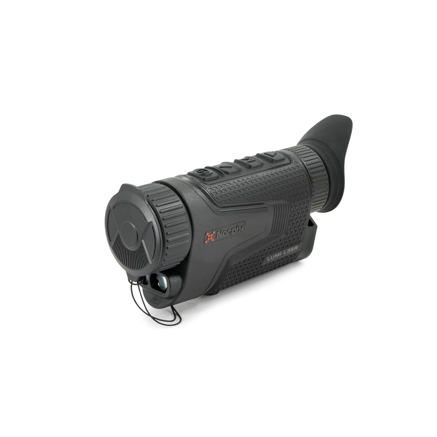 Nocturn thermal night vision monocular LUMI L35R with cap closed, on white background