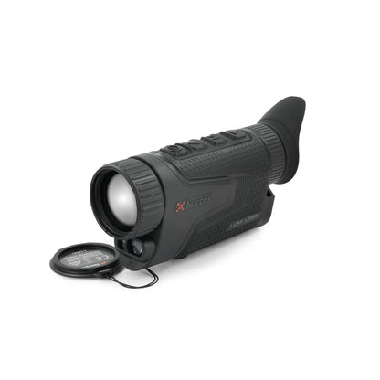 Nocthrn thermal night vision monocular with open lens cap, black textured body