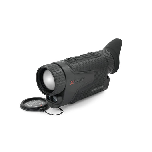 Nocthrn thermal night vision monocular with open lens cap, black textured body