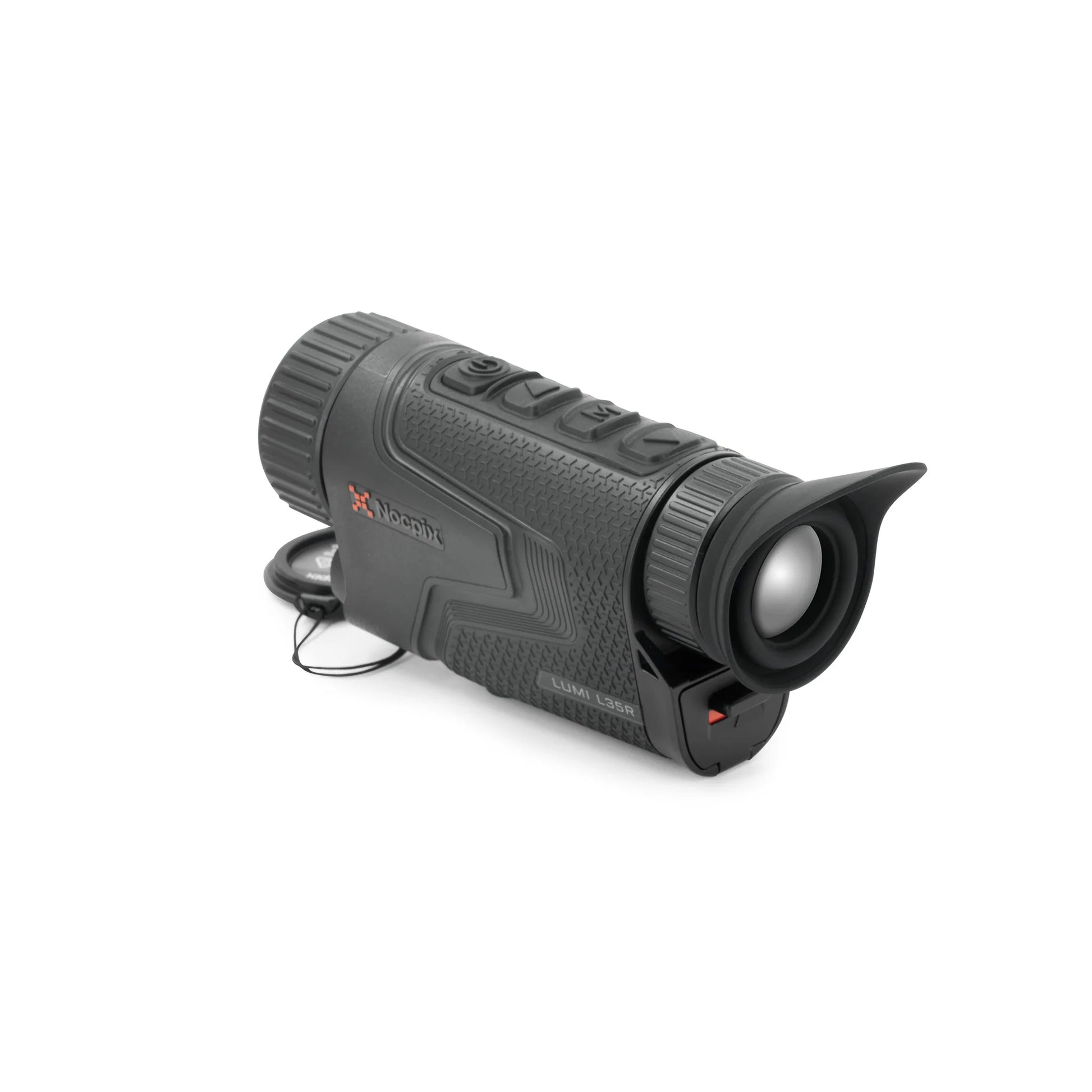 Noctpit LUMI L35R thermal night vision monocular with lens cap open, black textured body
