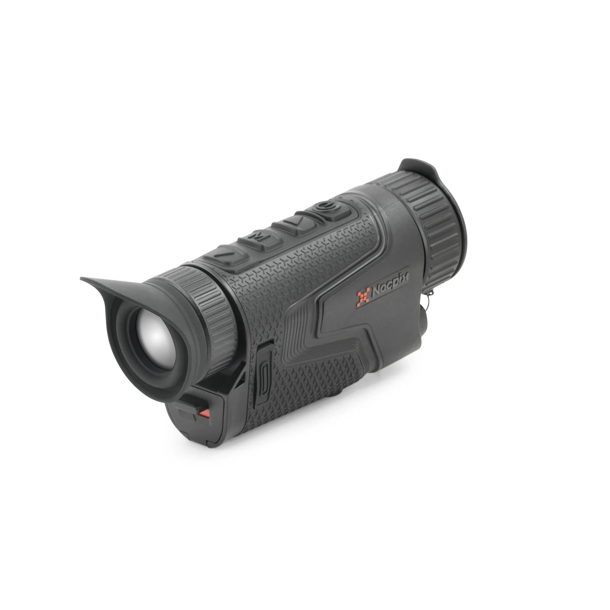 Nocpro thermal night vision monocular with textured black body on white background