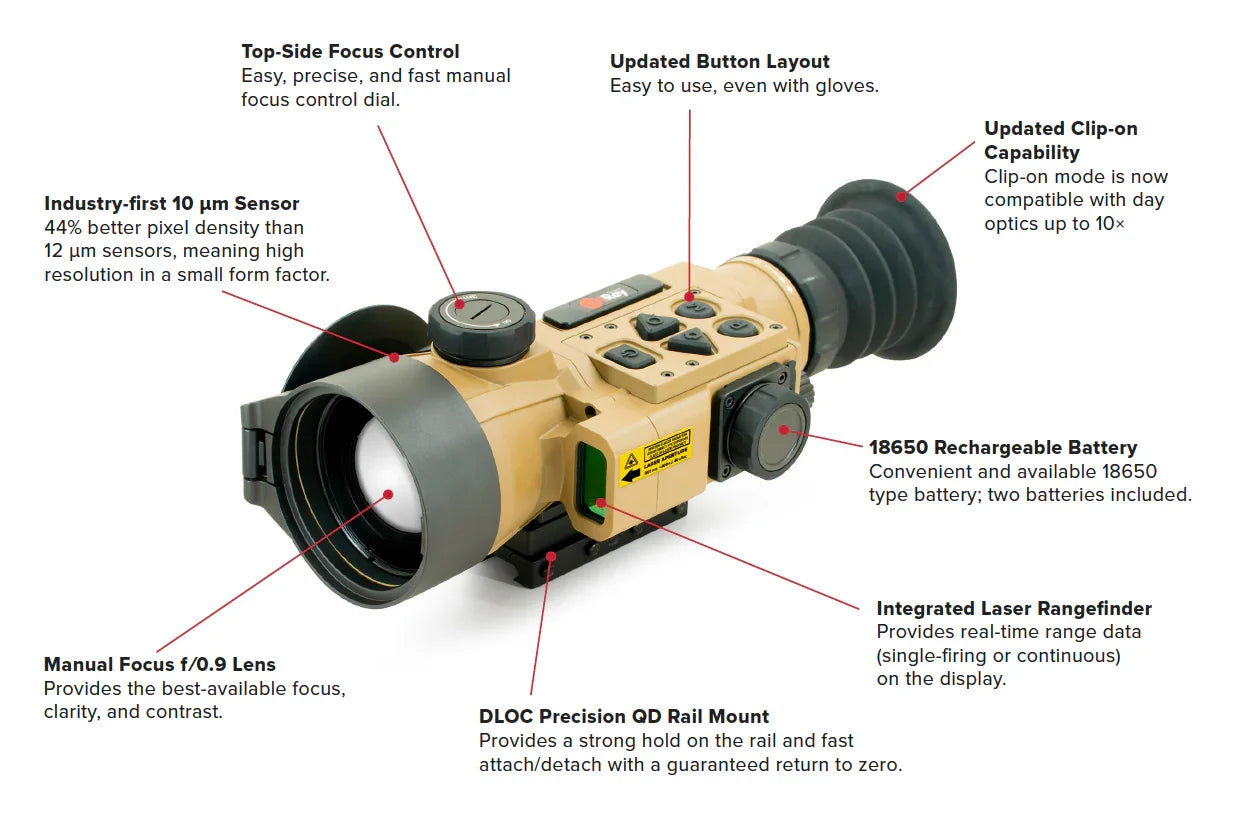 InfiRay Outdoor RICO HYBRID HCH50R 640/10um 50mm 3.5X LRF Thermal Scope/Clip On Scope