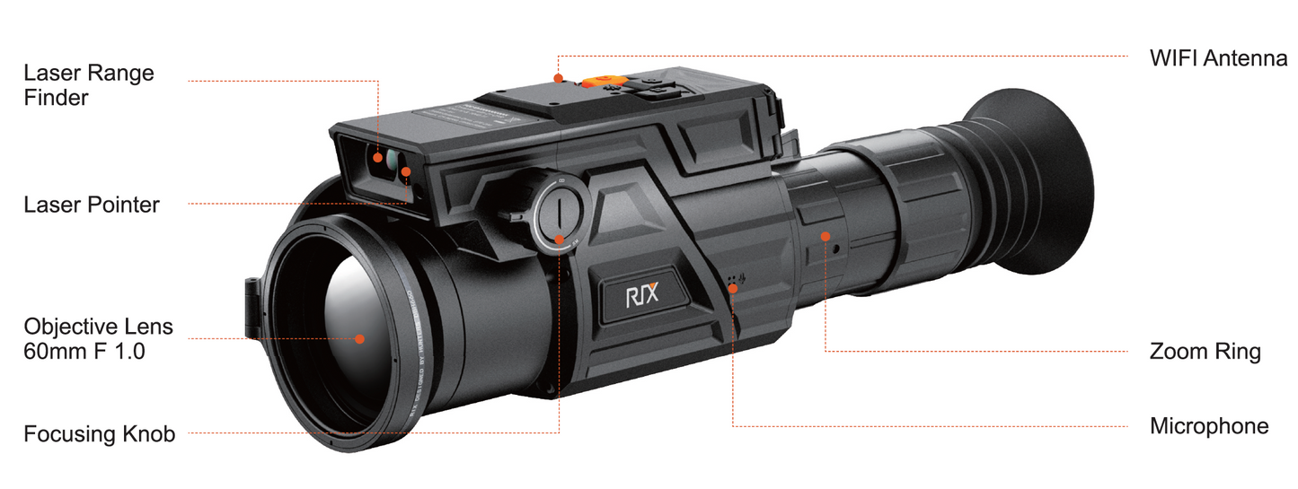 RIX DBH D6 LRF 640x512 12um 60hz 3x Thermal Scope