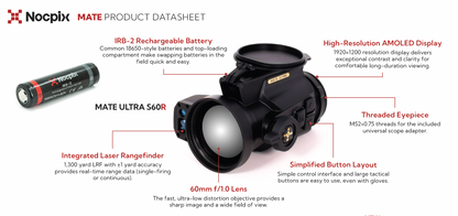 Nocpix MATE Ultra S60R 1280 LRF Thermal Clip-on 60hz Scope