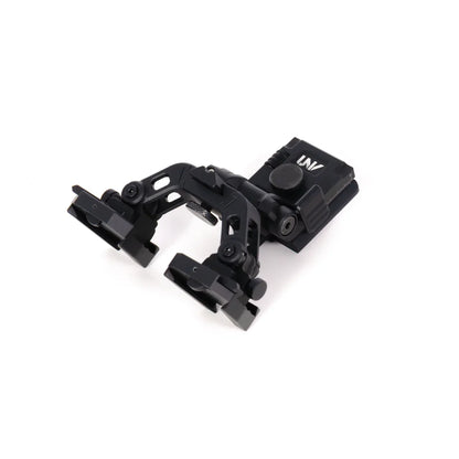 Black night vision goggle helmet mount on white background