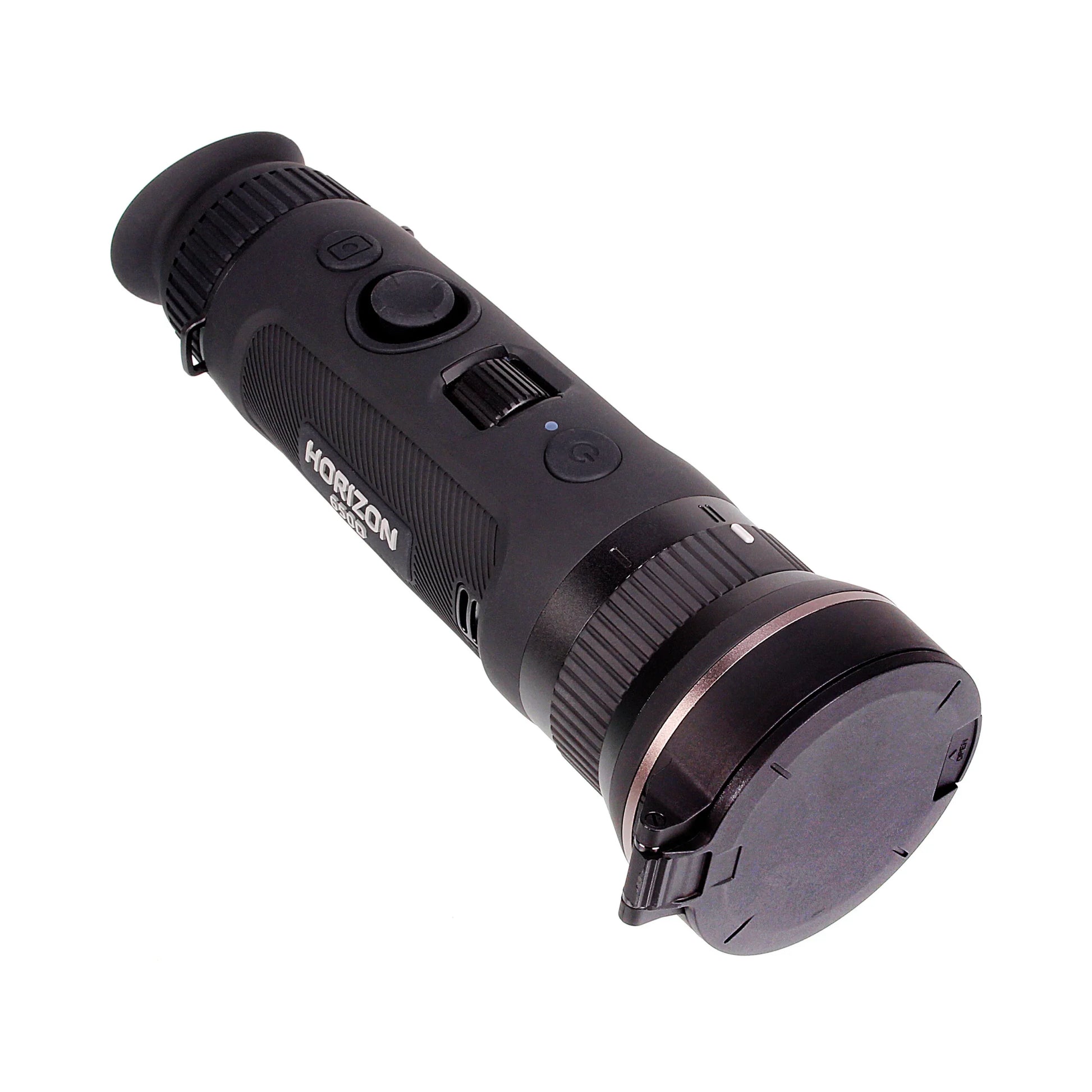 Horizon 650D handheld thermal monocular with lens cover on white background