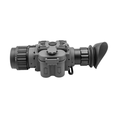 digital night vision scope with control buttons and a rubber eyepiece, isolated on white