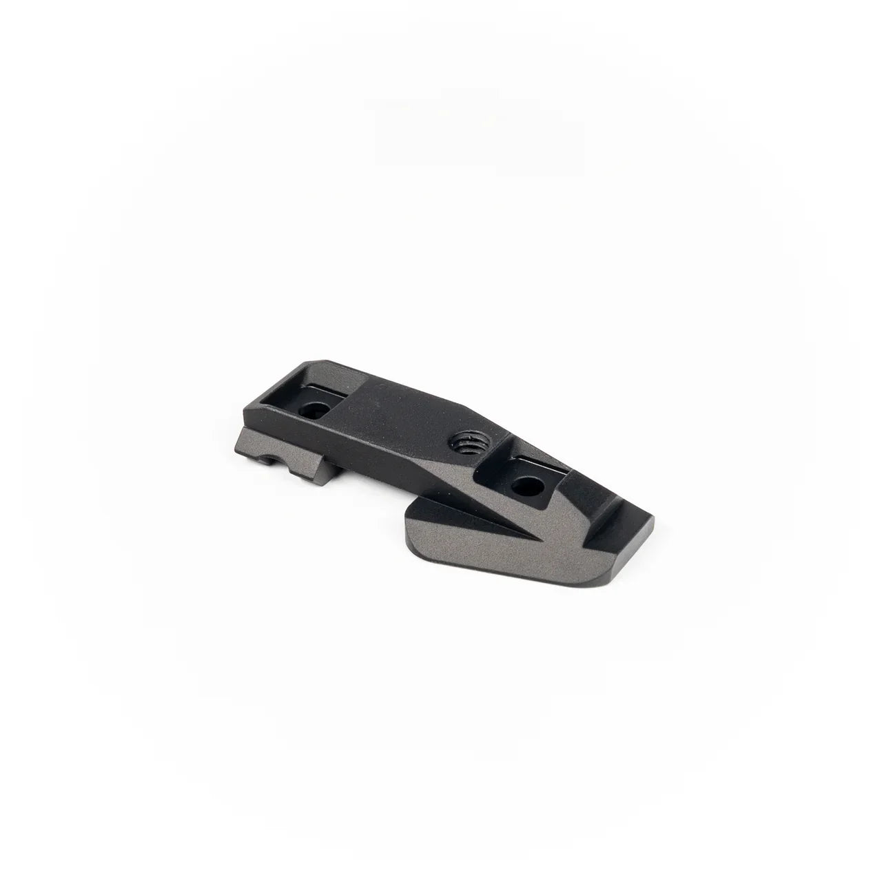 Black night vision optics mounting base on a white background