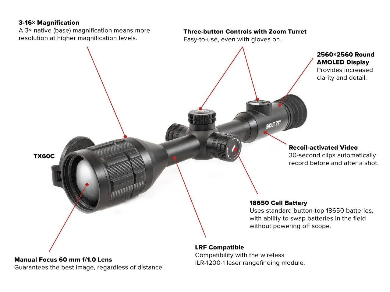 InfiRay Outdoor BOLT TX60C 60mm 1024/12um Thermal Scope 🔥FREE LRF🔥 - Night Vision Universe