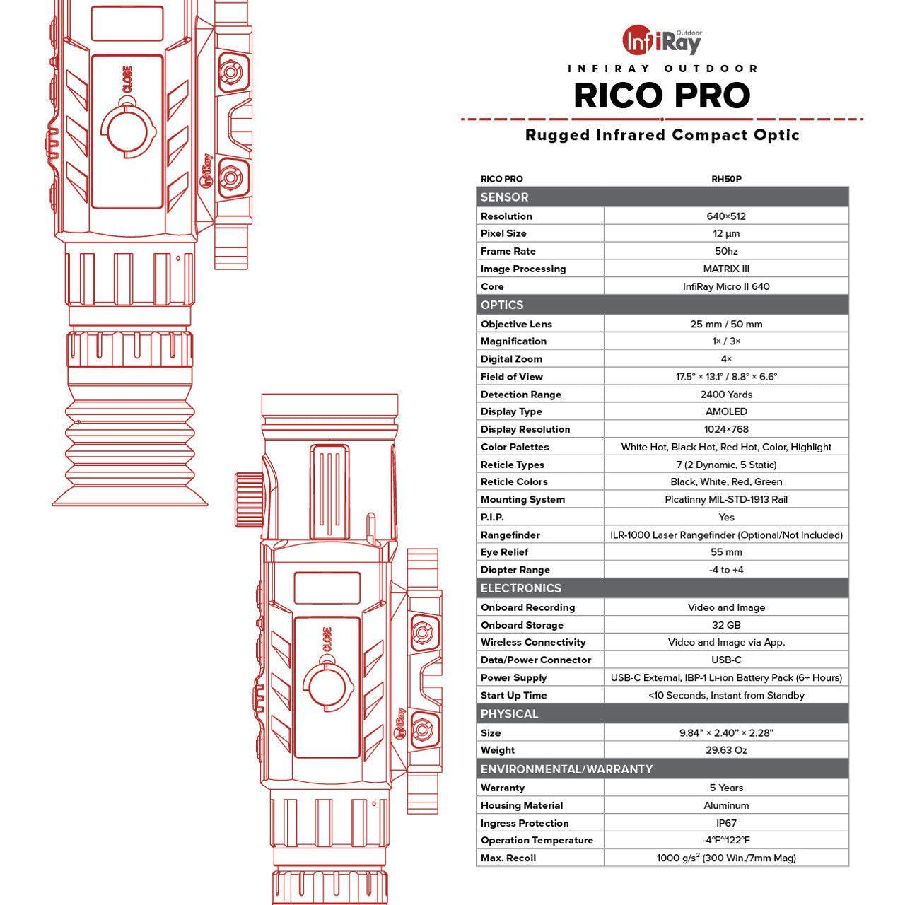 InfiRay Outdoor RICO PRO 640 Variable 25/50mm Thermal Scope 🔥BLEM🔥 - NVU