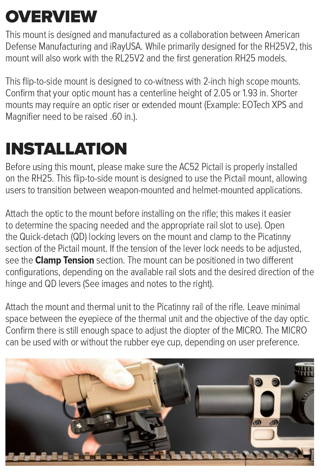iRayUSA ADM Flip-to-side Mount for RICO MICRO AC55 - Night Vision Universe