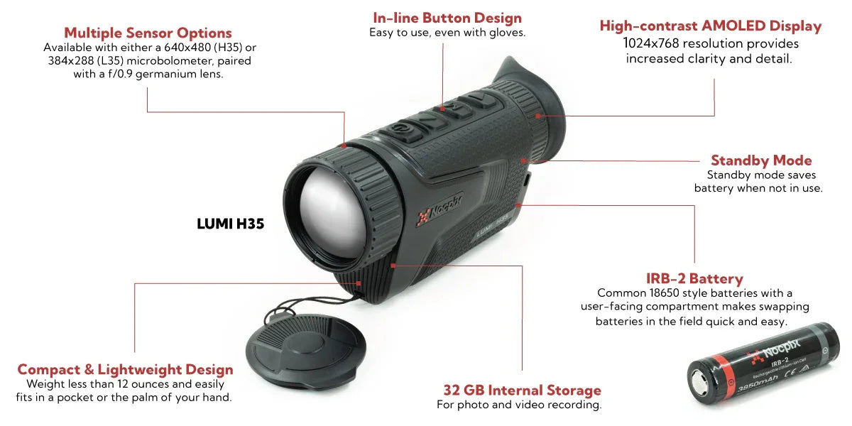 Nocpix LUMI H35 Compact Thermal Monocular 640 - Night Vision Universe