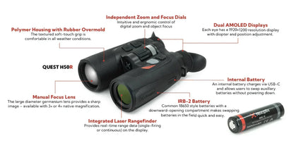 Nocpix QUEST H50R LRF Thermal Binocular 4X 640 50mm - Night Vision Universe