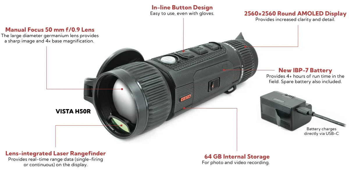 Nocpix VISTA LRF H50R Thermal Monocular 640 🔥SALE🔥 - Night Vision Universe