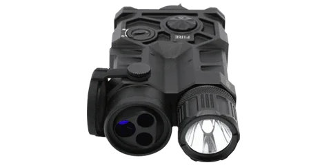 Compact handheld night vision monocular with large lens and control buttons