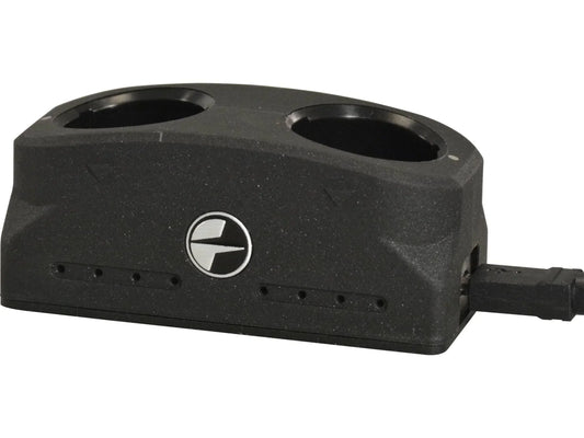Dual slot APS battery charger for night vision or thermal optic batteries, close-up view